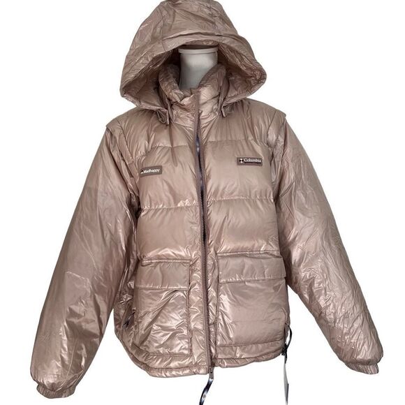 Madhappy x Columbia Nylon Puffer Women in Mauve Large NEW - Picture 3 of 13